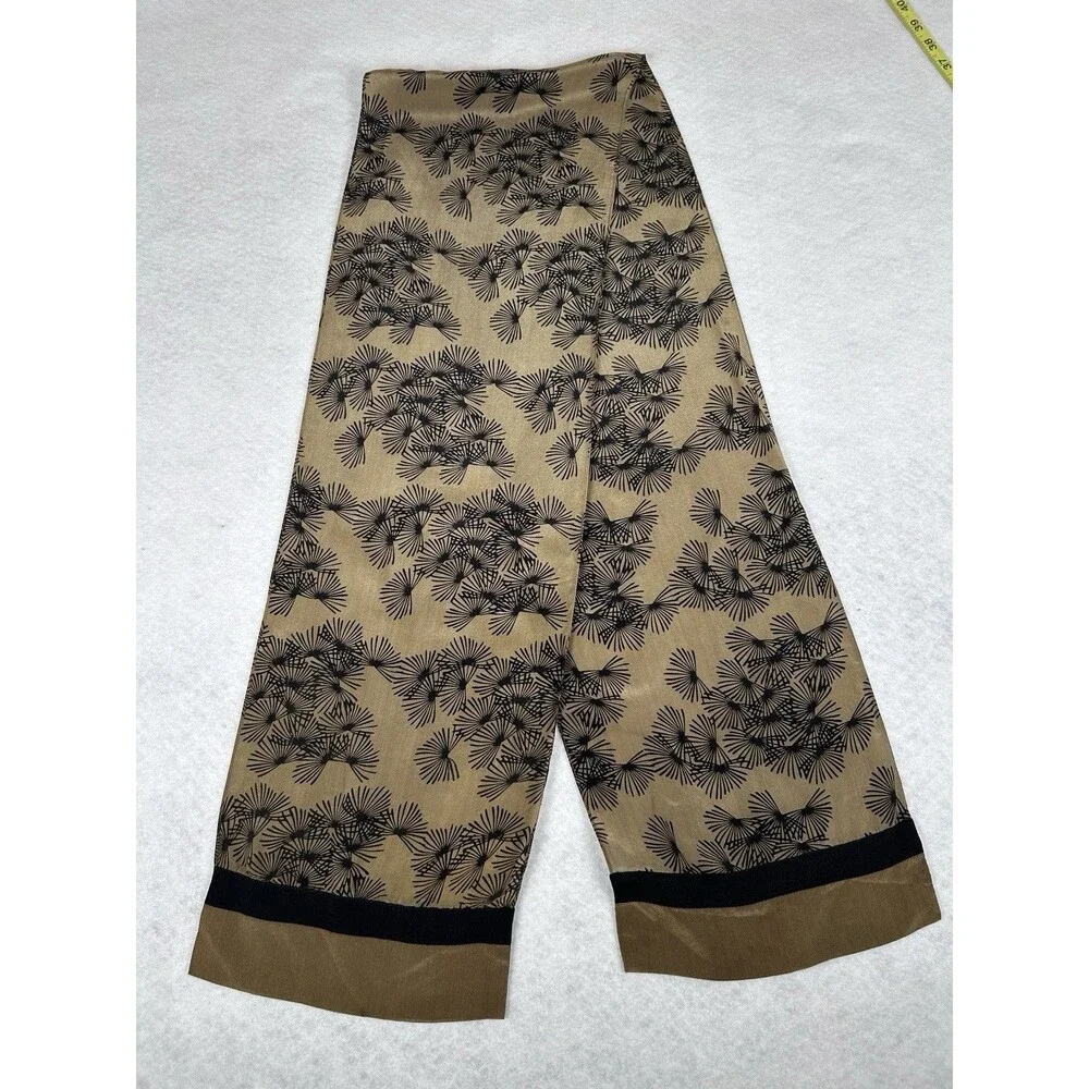 Kavita Hand Screened Silk Scarf Olive Drab Black Pine Crepe Oblong 10x64